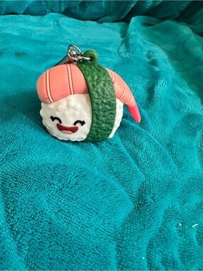 Kawaii Shrimp Sushi Keychain Charm - Pink & Green